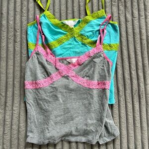 PINK Victoria's Secret Gray and Blue Camisole Duo